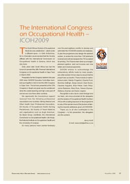 ICOH 29th Triennial International Congress, Cape Town 2009